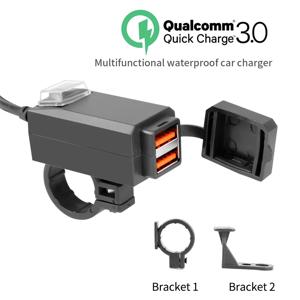 오토바이 차량 장착 충전기 방수 USB 어댑터 12V 전화 듀얼 USB 포트 빠른 충전 3.0 스위치 모토 액세서리 포함