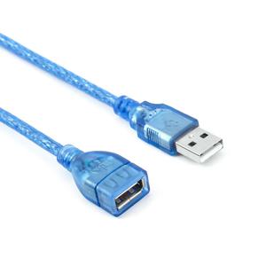 모든 구리 1.5m 투명 파란색 USB 연장 데이터 케이블, USB2.0 수-암 A/F, 차폐 진정한 마그네틱 링 포함