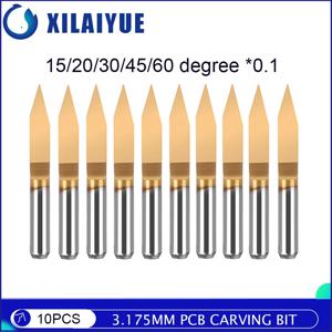 조각 커터 PCB 조각 비트, PCB 기계 라우터 비트 밀링 도구, V 모양 라우터 비트, 3.175mm, 15 도, 20 도, 30 도, 45/60 도, 10 개