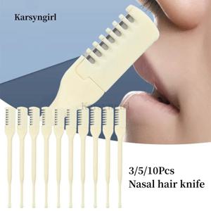 Karsyngirl 3/5/10Pcs 코 헤어 리무버 360 회전 비강 가위 코 헤어 트리머 여성용 남성용 수동 코 헤어 트리머