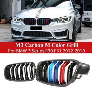 BMW 3 시리즈 F30 F31 F35 용 탄소 섬유 그릴, 페이스 리프트 레이싱 그릴, 키드니 프론트 범퍼 M 컬러 그릴, 2012 2019 액세서리