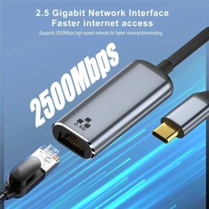 2.5 기가비트 C타입-랜 RJ45 네트워크 카드, 맥북 아이패드 프로용 USB 3.0 이더넷 어댑터, 2500Mbps 2.5G USB C 이더넷 어댑터