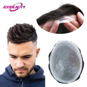 남성용 Toupee 인도인 인모 가발, 얇은 피부 인모 가발, 인비저블 천연 헤어 라인, 인도 헤어 시스템 유닛