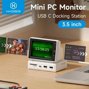 Hagibis IPS 미니 스크린 AIDA64 미니 PC CPU RAM HDD 데이터 모니터 디스플레이 서브 스크린, 노트북 PC 맥북용 USB C 허브 포함, 3.5 인치