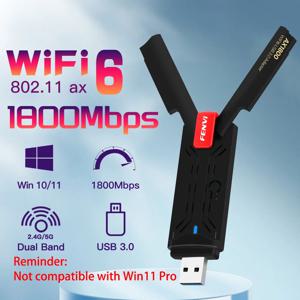 Fenvi USB 3.0 와이파이 6 USB 어댑터, AX1800 듀얼 밴드 2.4G, 5Ghz 무선 동글, 1800mbps, 802.11ax 와이파이 리시버, Win7 10 11