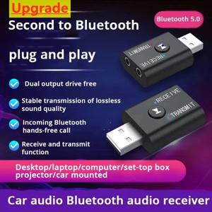 2 in 1 블루투스 5.0 오디오 리시버 송신기, AUX USB 스테레오 음악 무선 어댑터, 마이크 포함, 자동차 키트 스피커 TV PC용, 3.5mm