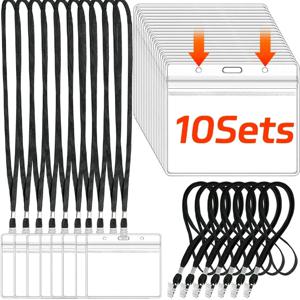 끈 달린 방수 수평 카드홀더, 두꺼운 플라스틱 투명 배지 홀더, 재밀봉 가능한 ID 카드 슬리브 카드 보호대