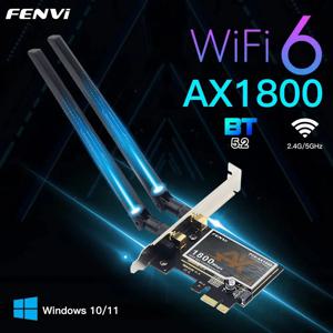 FENVI 와이파이 6 PCIe 어댑터, 무선 데스크탑 PCIe 어댑터, BT5.2, 802.11AX 듀얼 밴드 2.4G, 5G 와이파이 카드, Win10, 11, 1800Mbps, AX1800