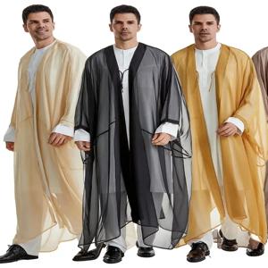 Eid Abayas 남성용 기도복, 오픈 무슬림 기모노, 케바야 아바야, 두바이, 터키 아랍어 이슬람, Djellaba Homme Robe Musulmane Hombre