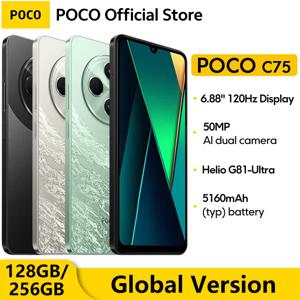 POCO C75 글로벌 버전 스마트폰, NFC, 128GB, 256GB, 6.88 인치 도트 드롭 디스플레이, 헬리오 G81-Ultra, 50MP 카메라, 대용량 5160mAh 배터리