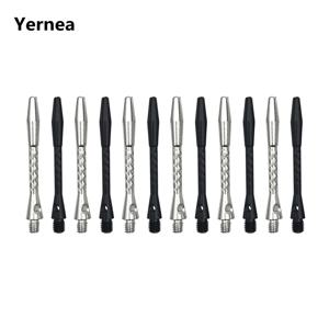 Yernea 고품질 다트 샤프트, 알루미늄 합금 소재, 45mm 샤프트, 은빛 흰색과 검은색 두 가지 색상, 6 개/로트