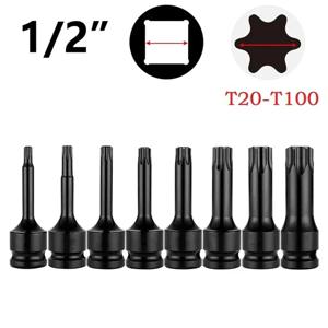 Torx 비트 소켓 에어 임팩트 렌치 어댑터 비트, 가정용 나사 드라이버 도구, T30, T40, T45, T50, T55, T60, T70, T80, T100, 1/2 인치, 1 개