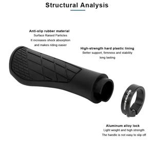 MTB 산악 자전거용 부드러운 고무 그립, 충격 방지 미끄럼 방지 핸들바 커버, 인체 공학적 사이클링 핸들바 부품 잠금