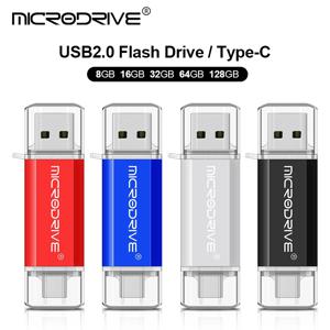 Pendrive C타입 OTG USB 플래시 드라이브, USB 메모리 스틱 2.0, C타입 장치용 고속, 128GB, 64GB, 32GB, 16GB, 8GB, 4GB