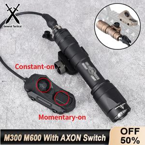 Surefir AXON 듀얼 기능 손전등, 원격 압력 스위치, 20mm 레일 사냥, 전술 에어소프트 라이트, M300, M600