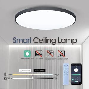 스마트 LED 천장 조명, 조도 조절식 모던 LED 천장 조명, 침실 거실용 앱 리모컨, 36W, 50W, 220V