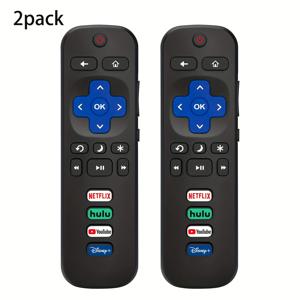 TCL Roku/Hisense Roku/Onn Roku/Philips Roku 스마트 TV와 호환 가능한 리모컨 2 개 (RokuStick 및 Box에 적용 불가)