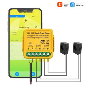 스마트 라이프 와이파이 에너지 계량기 전류 센서, 전기 조명용, 태양광 KWH 모니터, 100-240V