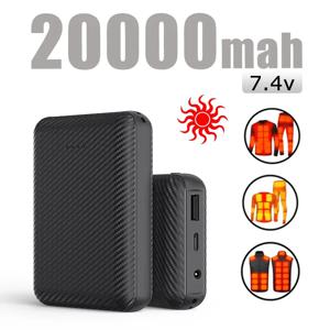 보조배터리 DC 20000mah 가열 재킷 조끼, 속옷 가열 의류, 휴대용 충전 공급 장치, 전화 외부 배터리, 7.4V