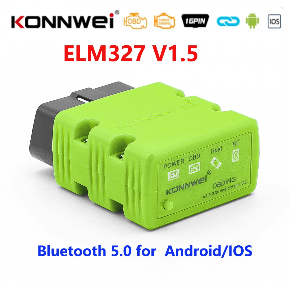 KONNWEI 자동차 진단 도구, ELM327 V1.5 자동 스캐너, 블루투스 5.0 KW902 OBD2, ELM 327 V 1 5 OBD 2 코드 리더, 안드로이드 iOS용