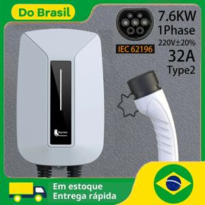 Feyree EV 충전기 타입 2, 32A, 7KW, 1 상 IEC62196 코드 충전기 플러그, EVSE 월박스 충전 스테이션, 전기 자동차 충전기