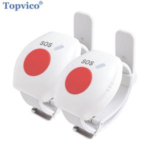 Topvico 노인용 홈 보안 경보 시스템, 패닉 단추, RF 433mhz SOS 비상 단추 알람 시계 팔찌, 1 개, 2 개