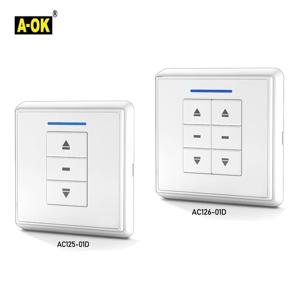 A-OK AC125-01 AC126-01 단일 및 이중 벽 스위치 패널, A-OK RF433 커튼 모터 및 튜브 모터용 무선 원격 벽 컨트롤러