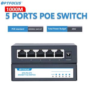 OPTFOCUS POE 액티브 이더넷 허브 스플리터, 션트 파워 기가비트 스위치 허브 PoE, 48V, 100M, 1000Mbps, 802.3af, 802.3at