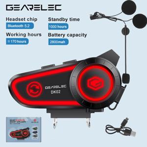 GEARELEC DK02 오토바이 헬멧 스테레오 헤드셋, 블루투스 핸즈프리 통화, IPX7 방수, 2800mAh, 3 색 주변 조명