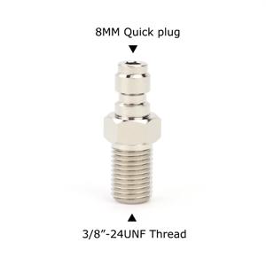 CO2 필 피팅 빠른 분리 플러그 필 니플 어댑터, 외부 CO2 탱크로 CO2 카트리지 교체, 3/8-24UNF 스레드 포함, 8mm