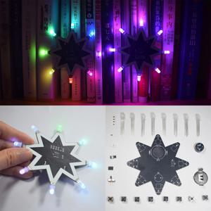 컬러 LED 팔각형 별 모양 크리스마스 트리 장식 뮤직박스 전자 오르간 키보드, DIY 전자 제품 제작 키트