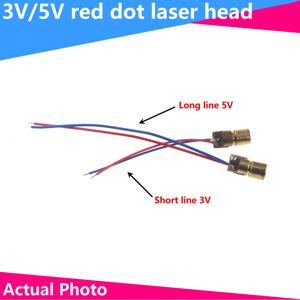 다이오드 모듈 레드 구리 헤드, 5MW 레이저 도트, 650NM, 6mm, 3V, 5V, 5PCs