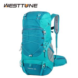 WESTTUNE 레인 커버가 있는 하이킹 배낭, 다기능 등산 가방, 여행 트레킹 캠핑용 야외 배낭, 50L