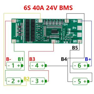 리튬 이온 배터리 보호 보드, Ebike 스쿠터용 밸런스 포함, 태양광 조명 Bms Pcb, 6S, 40A, 20A, 24V, 18650