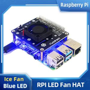 라즈베리 파이 4 냉각 선풍기 모자 GPIO 확장 보드, 블루 LED 조명 포함, 라즈베리 파이 4B 3B 3B 3A 용