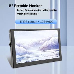 미니 IPS LCD 디스플레이 금속 케이스, 미니 HD/TYPE-C 입력, PC, 노트북, 라즈베리 파이 호환, 5 인치 모니터 HD(H)1024 × 600