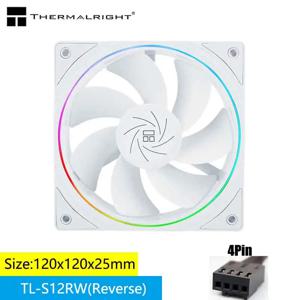 Thermalright TL-S12R 컴퓨터 케이스 선풍기, 역방향 공기 배출구, 헤일로 조명 효과, 4 핀 PWM, 5V, 3 핀 ARGB,1500RPM, 12cm