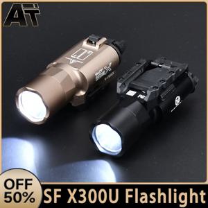 전술 Airsoft Surefir X300U X300 울트라 600lm LED 손전등 소총 무기 권총 스카우트 사냥 총 야외 라이트 피트 20MM 레일