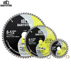 DARTOTEK TCT 경질 합금 절단 디스크 원형 톱날, 목재 알루미늄 구리 금속 디스크 절단기, 직경 85mm, 165mm, 216mm, 1 개