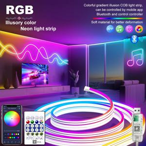 LED 스트립 조명 블루투스 RGBIC 네온 스트립 리모컨, 음악 동기화, DIY 침실 홈 장식, 주변 조명 변경, 5V