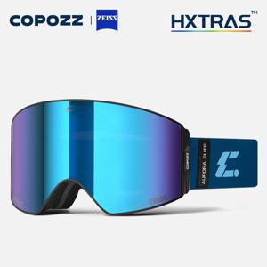 COPOZZ 2024 ZEISS HD 렌즈 전문 스키 고글, 업그레이드된 마그네틱 퀵 체인지 더블 레이어, 김서림 방지, UV400 스노우 안경