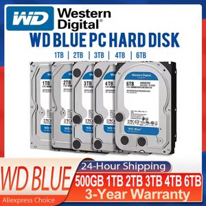 웨스턴 디지털 WD 블루 하드 드라이브, 데스크탑 PC 컴퓨터용 하드 디스크, HDD SATA III, 6 Gb/s, 3.5 인치, 1TB, 2TB, 3TB, 4TB, 6TB, 500GB