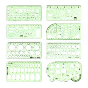 Jinsihou 내구성 녹색 원형 타원형 기하학 템플릿 자, 건축 도면 및 가구 디자인 수지 측정 자