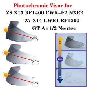 포토크로믹 헬멧 바이저, SHOEI Z8 X15 RF1400 CWR-F2 NXR1/2 X14 Z7 CWR1 RF1200 Xspirit GT Air1/2 Neotec CNS-1 TC-5/9 Shield