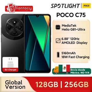 2024 월드 프리미어 POCO C75 글로벌 버전, 6.88 인치 120Hz 디스플레이, NFC 헬리오 G81-Ultra 50MP 카메라, 대용량 5160mAh 배터리