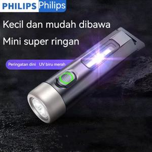 PHILIPS EDC LED 충전식 램프, 미니 EDC 키체인 손전등, 캠핑 램프, 하이킹 자기 방어 토치 라이트