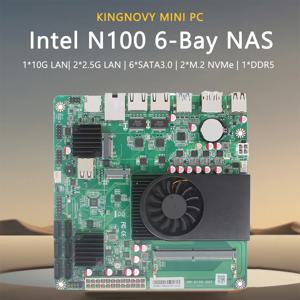 6 베이 N100 i3 N305 NAS 마더보드, 1*10G 2 * i226-V 2.5G 3LAN 2 * M.2 NVMe 6 * SATA3.0 1 * DDR5 방화벽 라우터 미니 ITX 메인보드