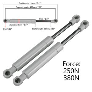범용 자동차 가스 스트럿 바, RV 침대 창문 버스 캐러밴용, 가스 용수철 후드 지지대 로드 쇼크 리프트, 250N, 380N, 195mm, 8mm, 2 개