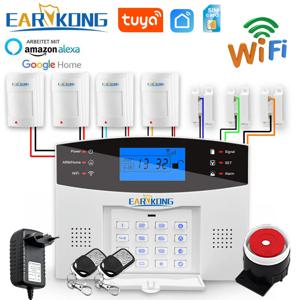 유선 및 무선 WiFi GSM 가정 도난 보안 경보 시스템, 호스트 스페인어 프랑스어 영어 러시아어 이탈리아어 투야 스마트 앱, 433MHz