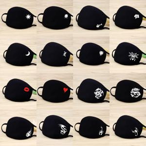 1PC 블랙 코튼 더스트 마스크 워셔블 만화 표현 치아 머플 페이스 호흡기 안티 Kpop 베어 입 마스크 재사용 가능한 페이스 마스크